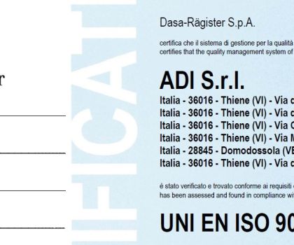 Certification UNI EN ISO 9001:2015